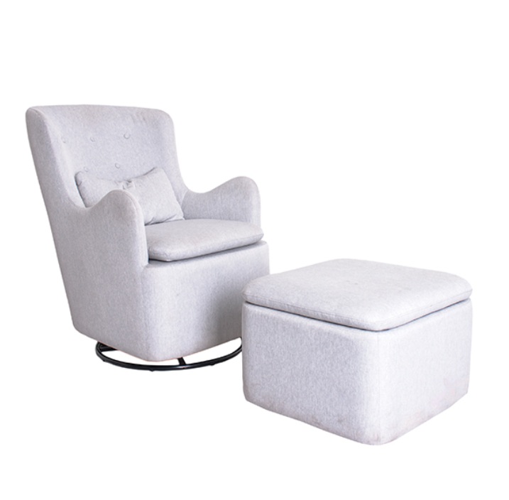 Lush Glider Chair and Ottoman - Cloud